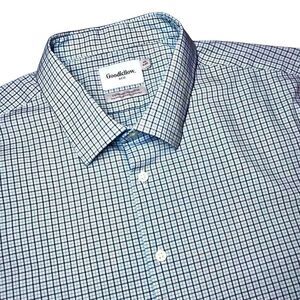 Goodfellow & Co Standard Fit Check Dress Shirt in Blues Men’s XXL/18-18 1/2